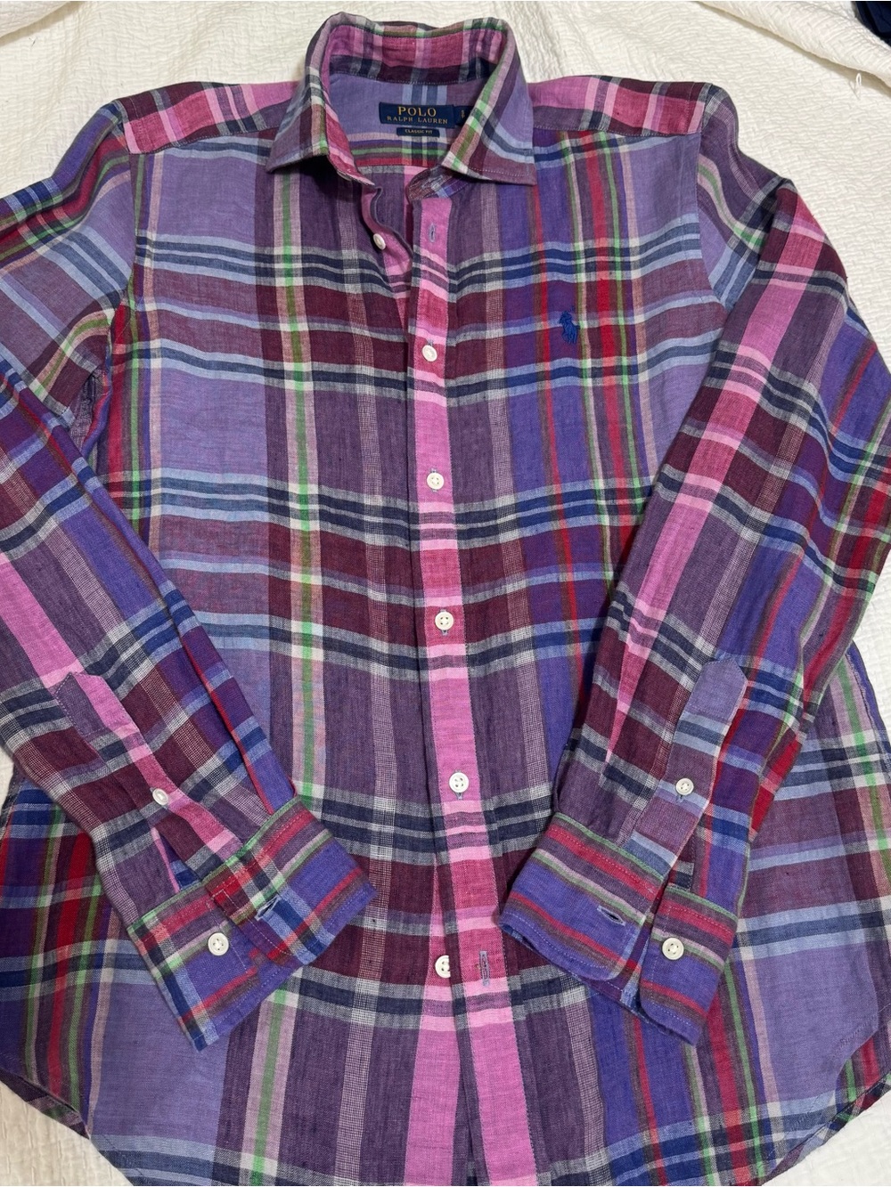 Polo Ralph Lauren Purple & Pink Plaid Button-Down Shirt - women,size S - Picture 5 of 7